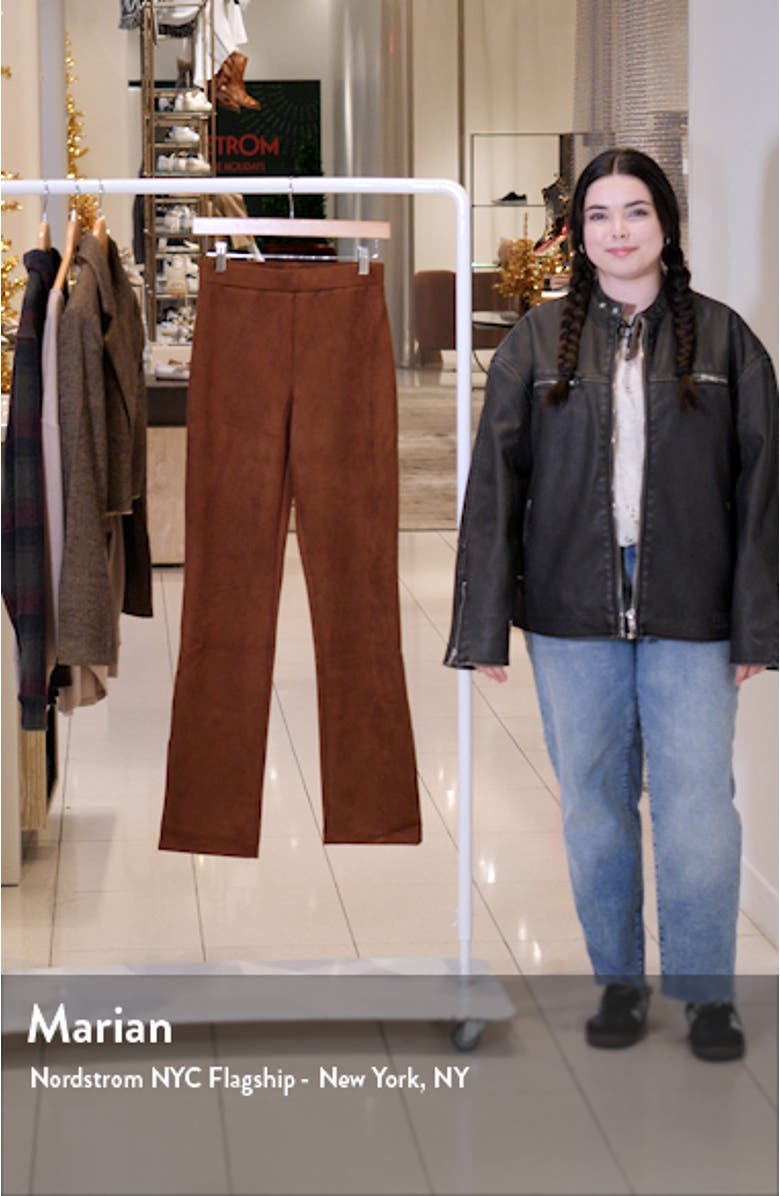 Abbey Slit Hem Faux Suede Pants, sales video thumbnail