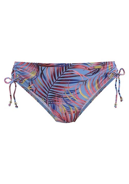 Lascana Palm Print Mid Rise Bikini Bottom In Blue