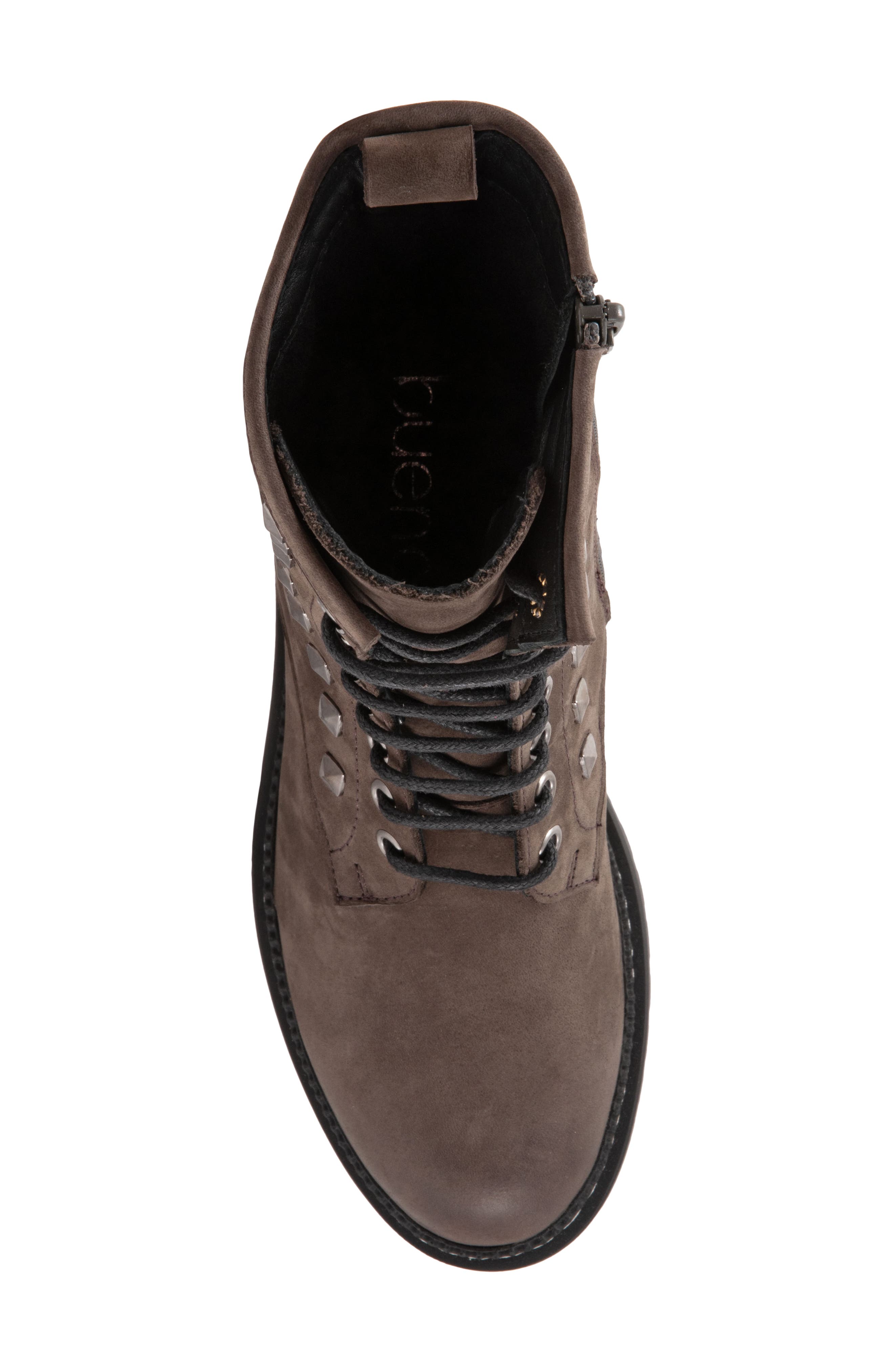 Bueno Studded Combat Boot, Alternate, color, Grey Nubuck