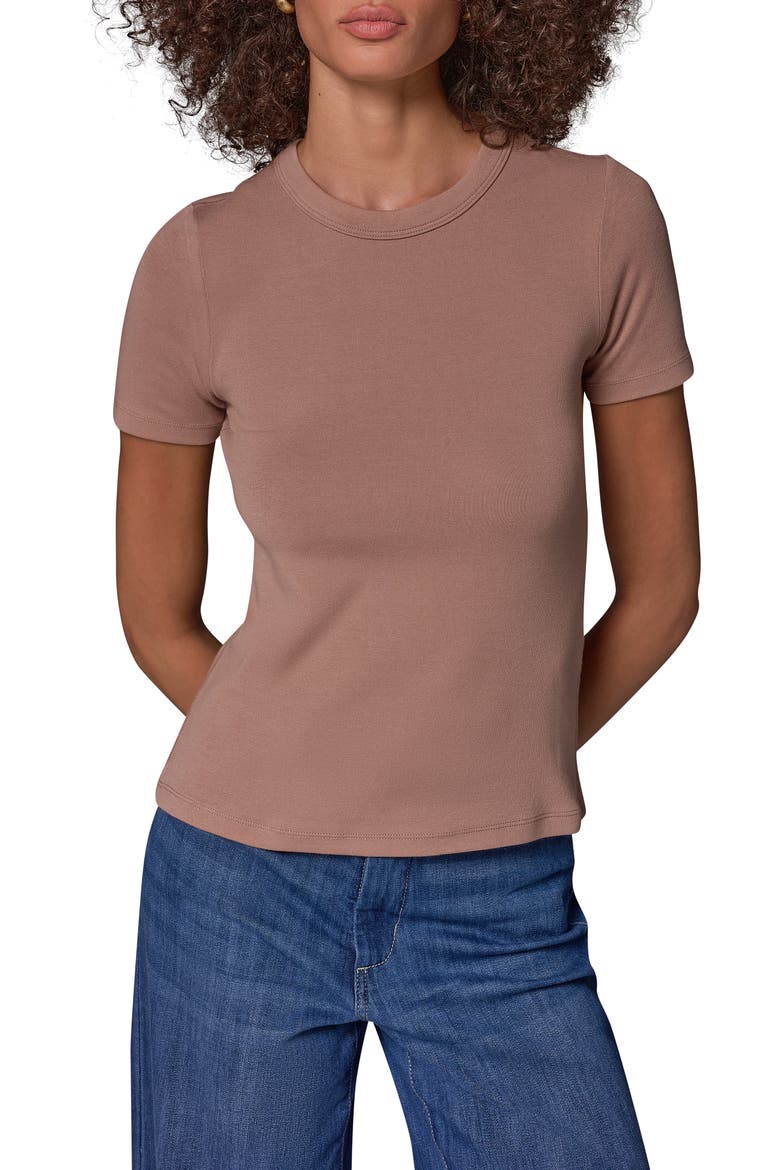 Rib Crewneck Tee, Main, color, CAMEL