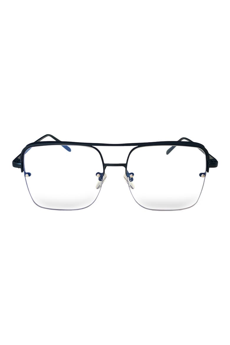 Sunday 58mm Aviator Blue Light Blocking Glasses, Main, color, BLACK/ CLEAR