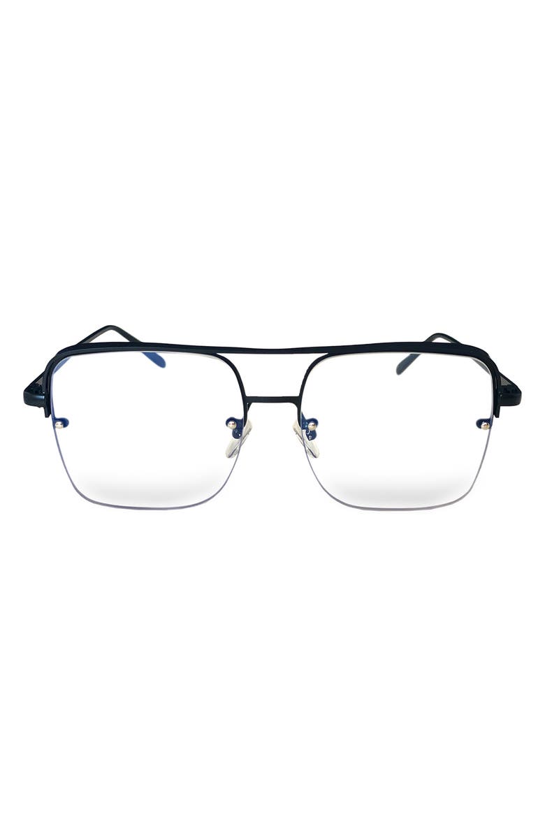 Fifth & Ninth Sunday 58mm Aviator Blue Light Blocking Glasses, Main, color, Black/ Clear