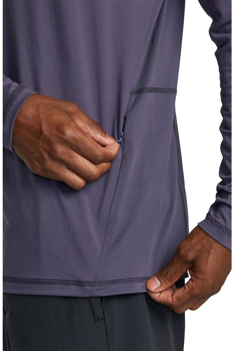 Recycled Polyester Blend Quarter Zip Pullover, Alternate, color, GRAY PURPLE