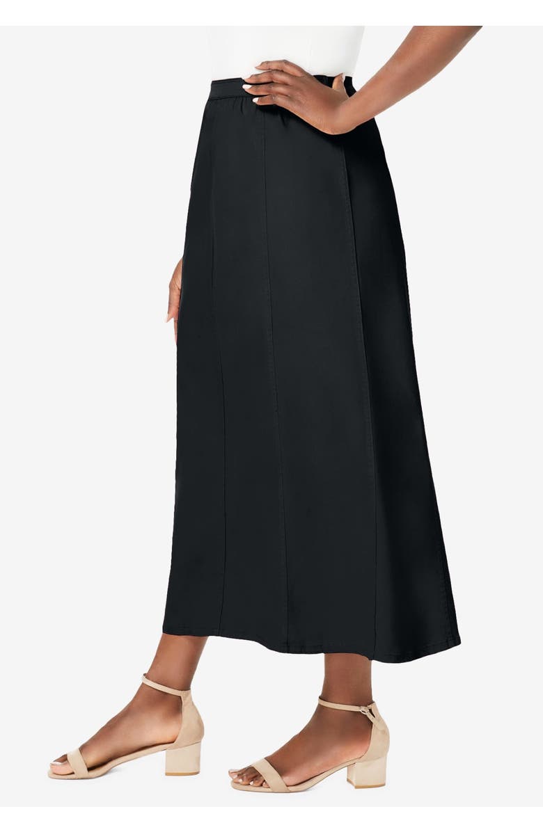 Jessica London Stretch Denim Jegging Skirt, Alternate, color, Black