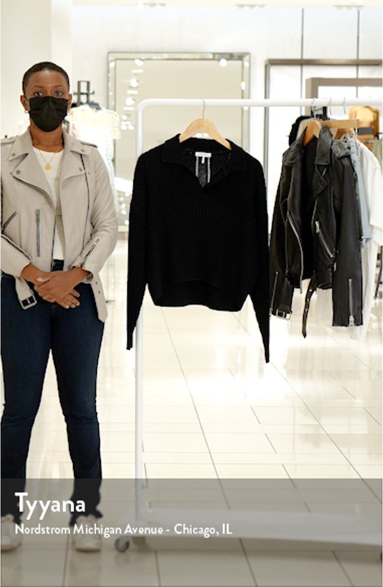 Maxine Ribbed Merino Wool & Cotton Blend Polo Sweater, sales video thumbnail