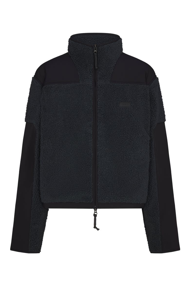 Faux Shearling Zip Jacket, Alternate, color, DARK TEAL
