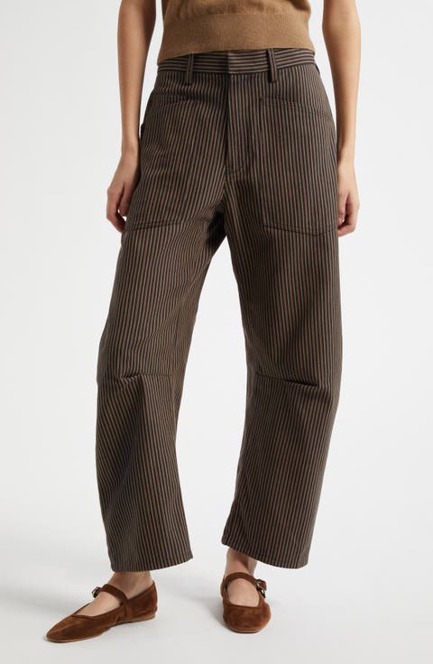 Striped Oxford Barrel Leg Pants main image 0
