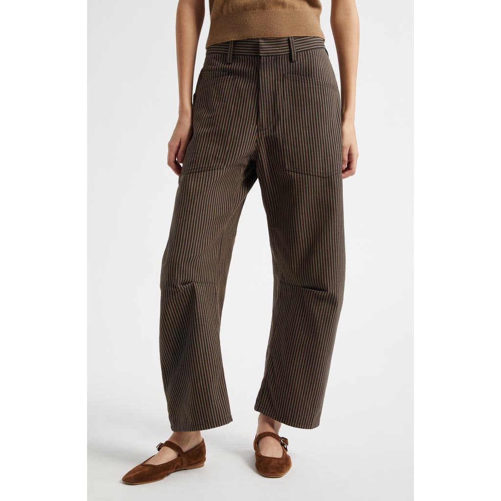 Nili Lotan Shon Barrel Leg Cotton Twill Pants In Vintage Railroad Stripe