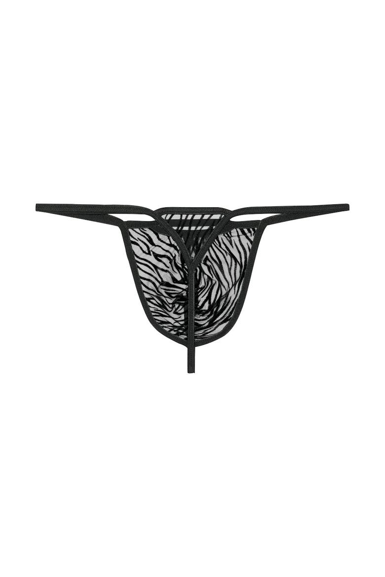 WOH Personal Allure Tiger Print G-String, Alternate, color, Black