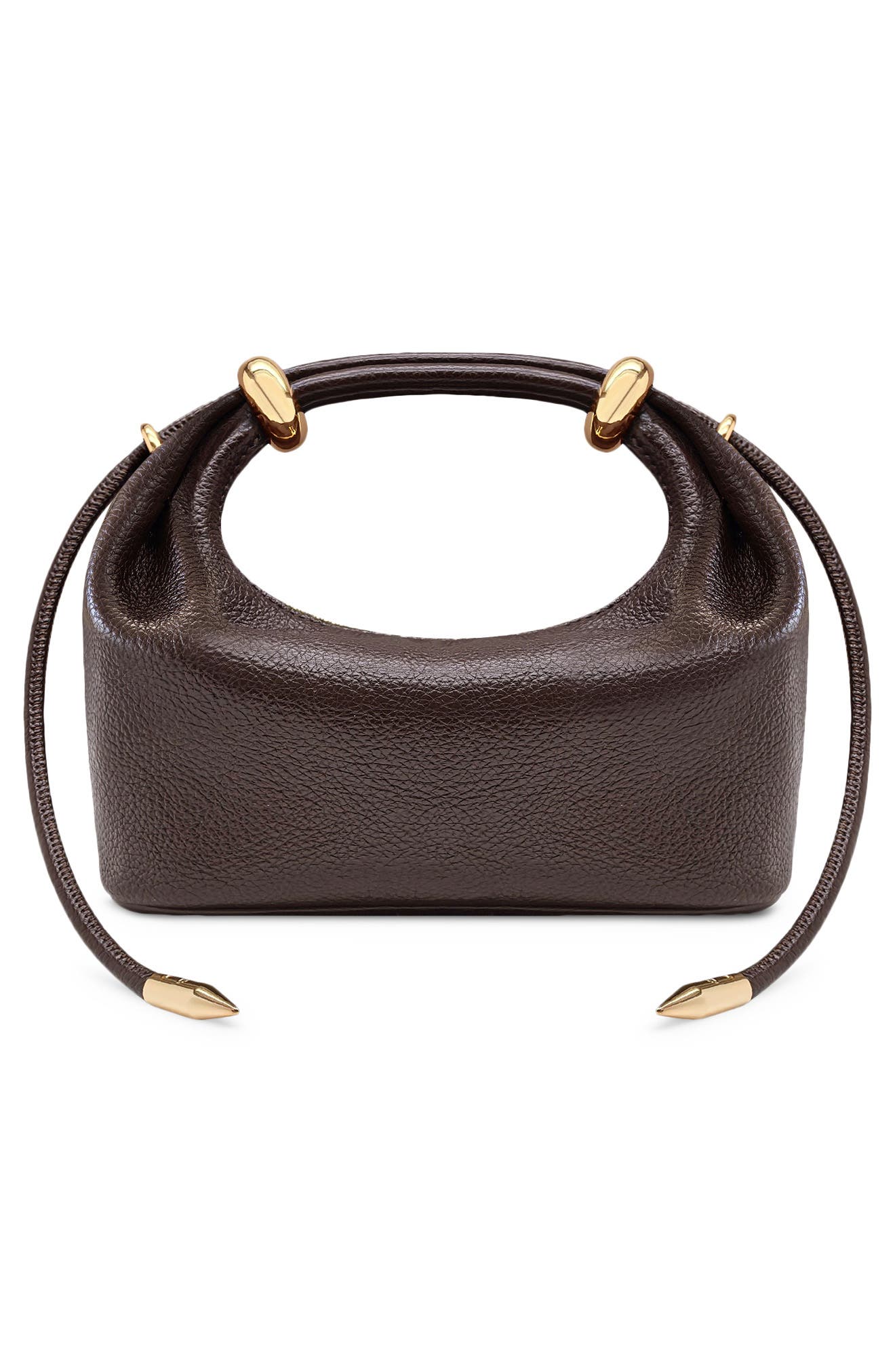 Ellie Metal Ring Clutch, Alternate, color, DARK BROWN