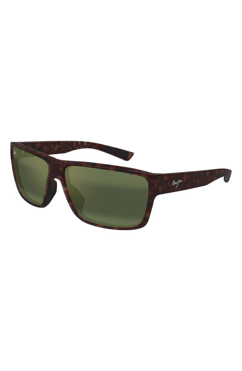 Maui Jim Uila 62mm Oversize PolarizedPlus2<sup>®</sup> Wrap Sunglasses, Alternate, color, Matte Dark Havana