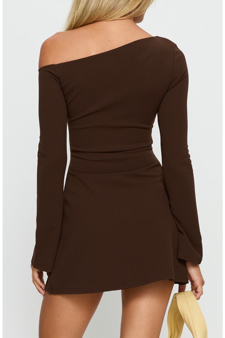 Adrietta One-Shoulder Long Sleeve Minidress, Alternate, color, BROWN