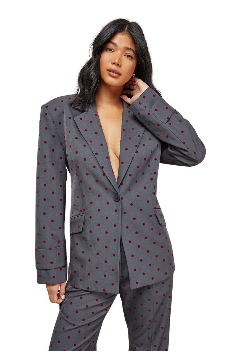 Warehouse Velvet Spot Blazer, Alternate, color, Grey