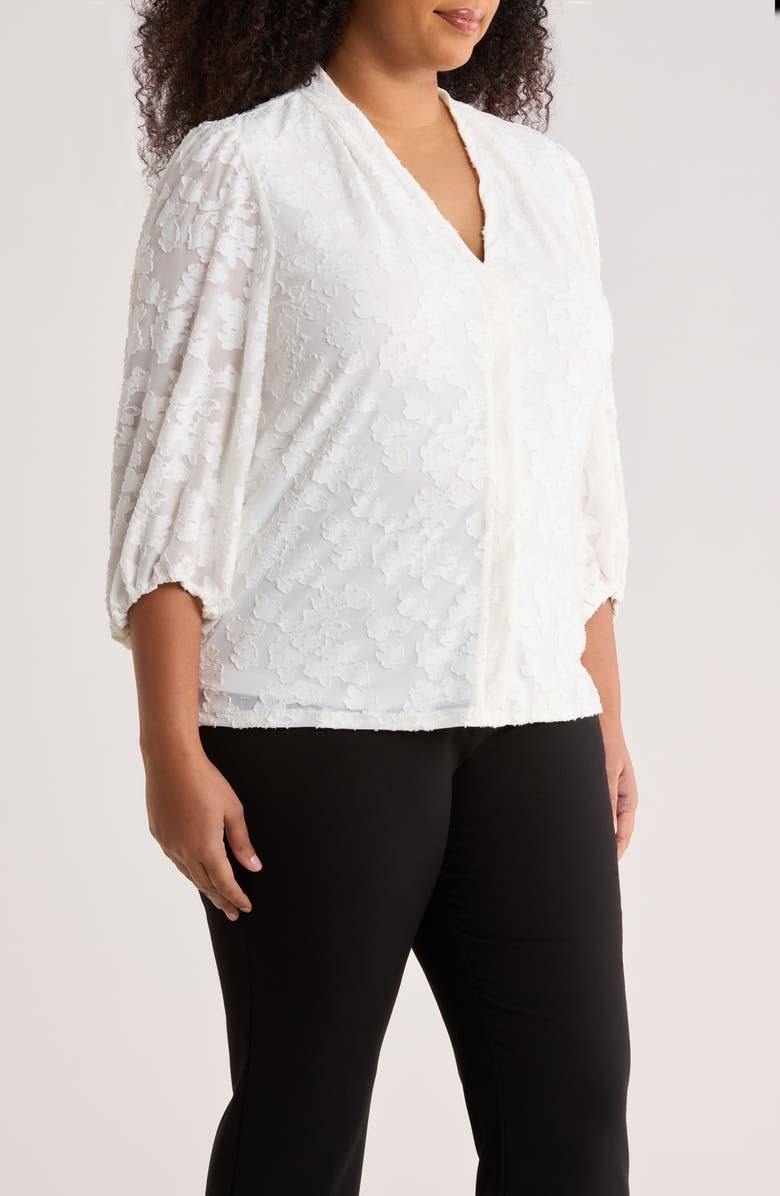 KASPER Blouson Sleeve Top, Alternate, color, Lily White