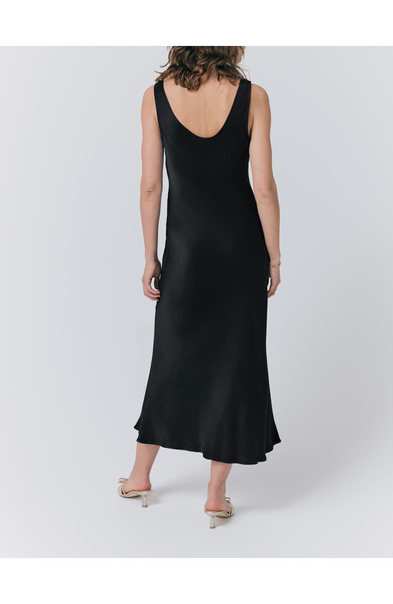 Ghost London Palm Satin Midi Slip Dress, Alternate, color, Black