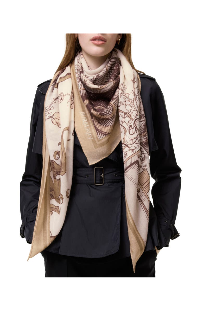 Burberry Etched Knight Cashmere Silk Scarf, Alternate, color, 