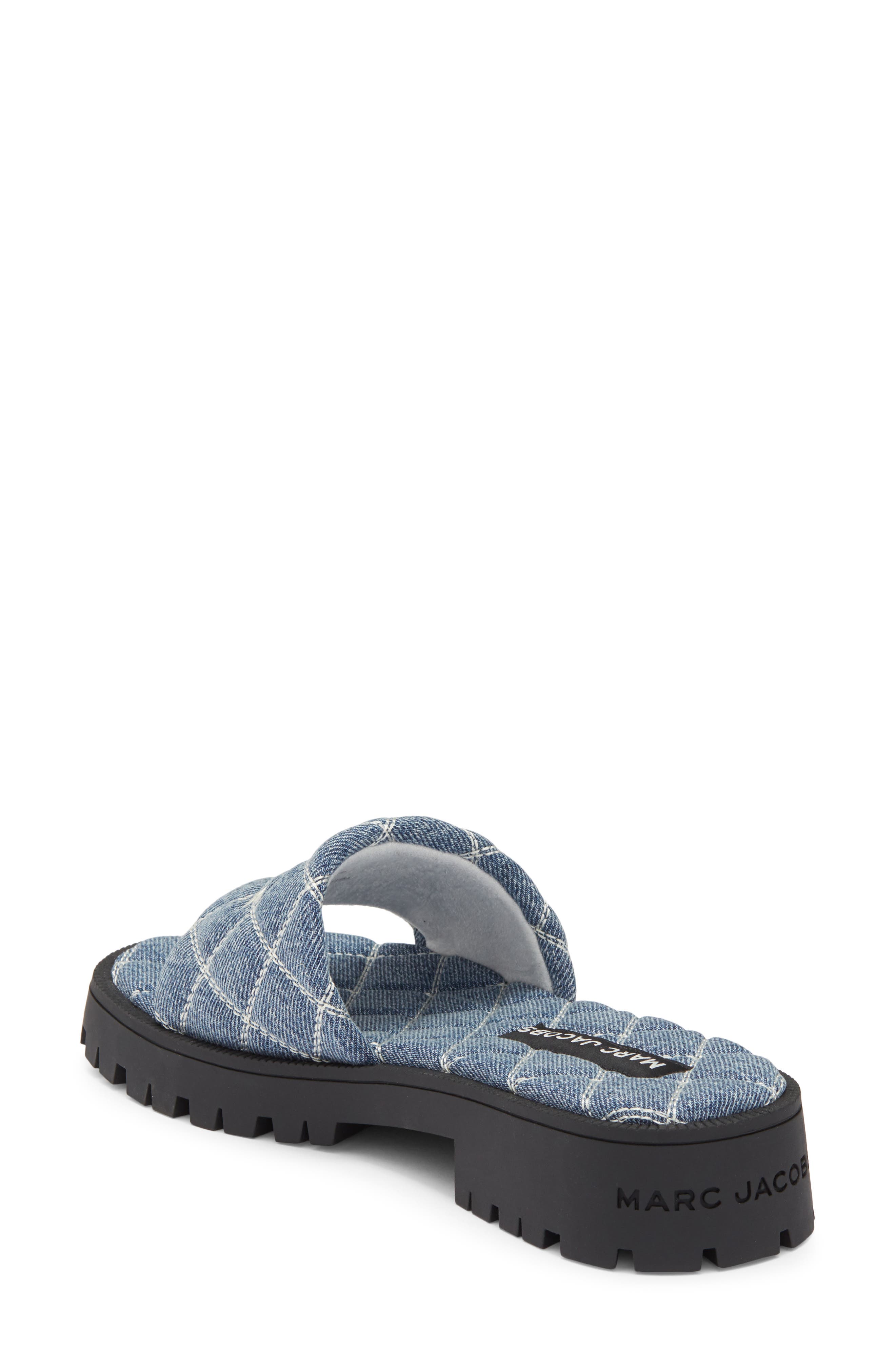Marc Jacobs Quilted Denim Slide Sandal, Alternate, color, Light Wash Indigo
