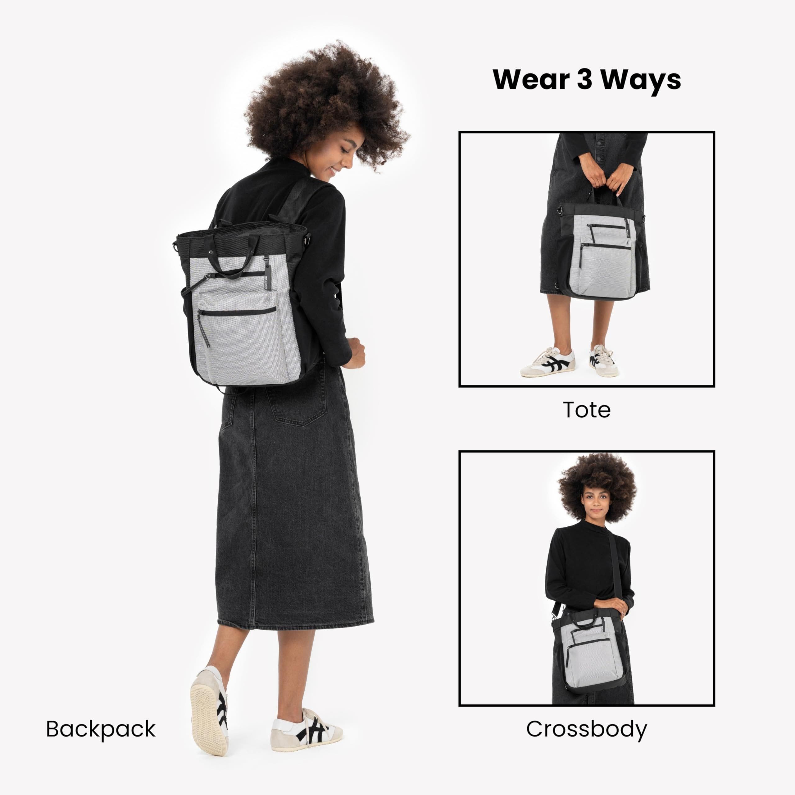 Sherpani Soleil Anti-theft Tote/Backpack/Crossbody, Teal, Alternate, color, Sterling