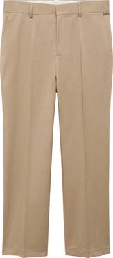 MANGO Regular Fit Straight Leg Tencel® & Cotton Pants