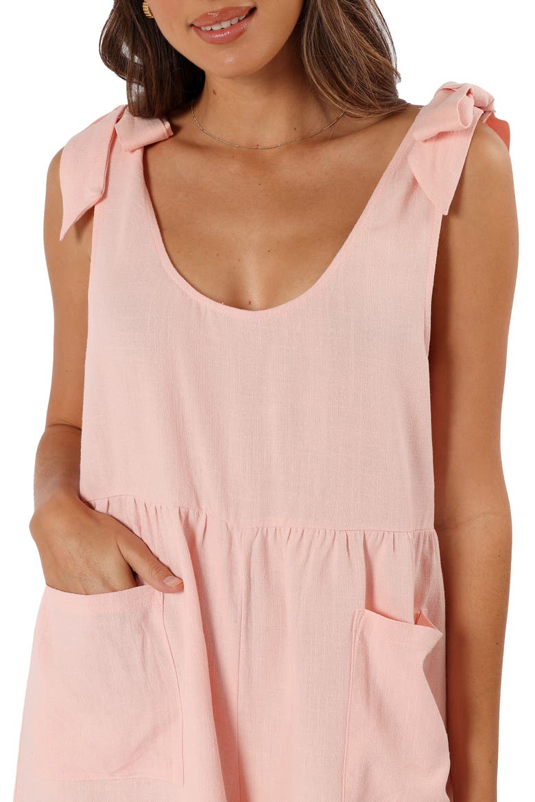 Lindy Sleeveless Linen Romper, Alternate, color, PINK
