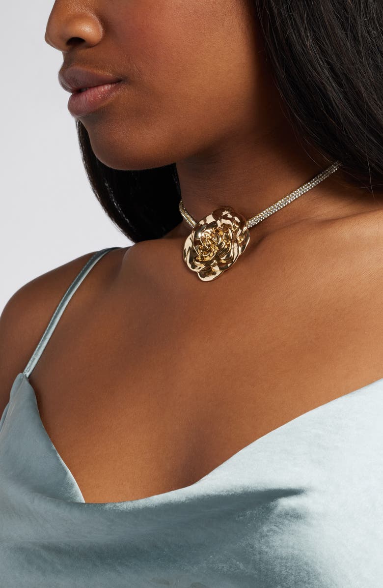 Open Edit Rosette Pavé Crystal Choker Necklace, Alternate, color, 