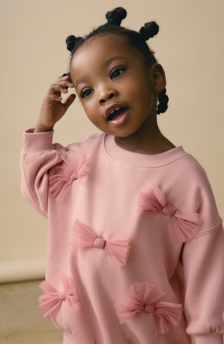 NEXT Kids' Bow Appliqué Sweatshirt & Rib Flare Leggings Set, Alternate, color, 