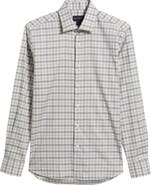 Scott Barber Regular Fit Check Mélange Cotton Gingham Button-Up Shirt