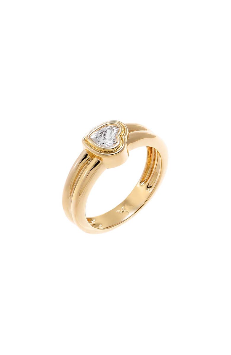 BY ADINA EDEN CZ Bezeled Heart Double Row Ring, Main, color, Gold