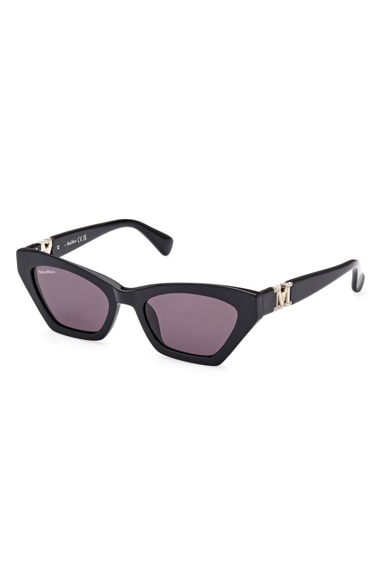 Max Mara 52mm Cat Eye Sunglasses, Alternate, color, Shiny Black / Smoke