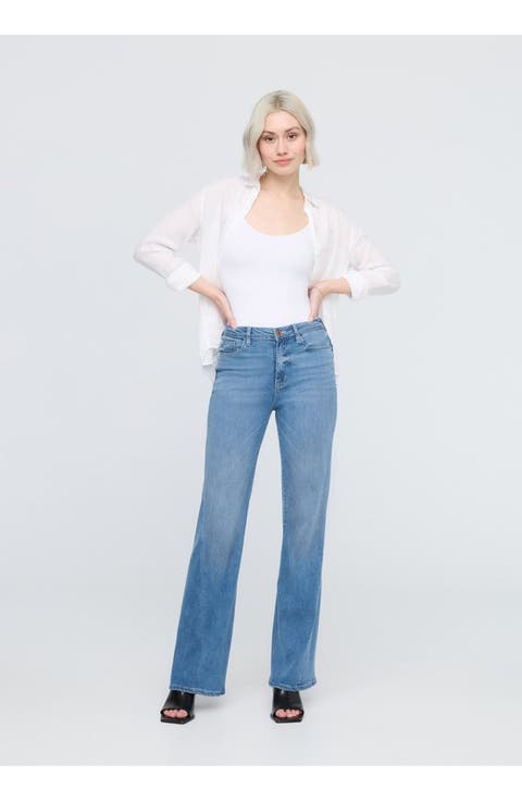 No Sweat Denim High Rise Wide Leg