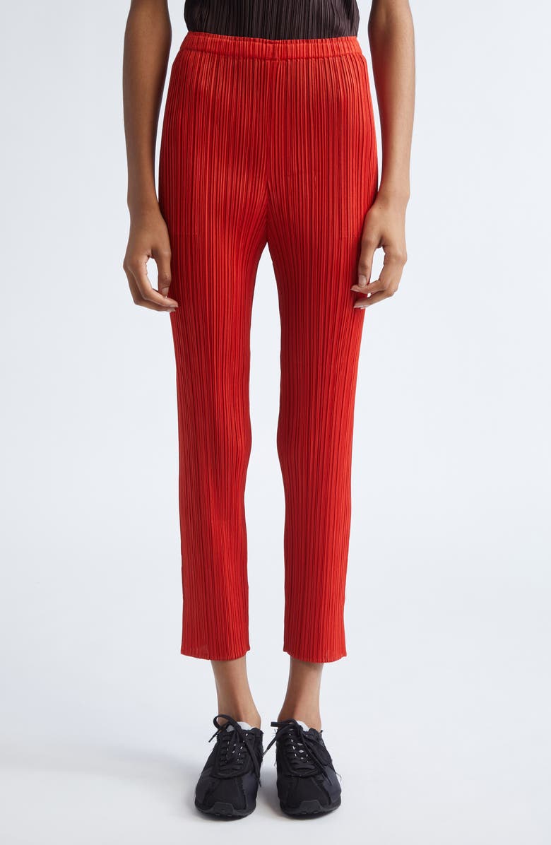 Pleats Please Issey Miyake Monthly Colors July Pleated Pants, Main, color, Bright Red