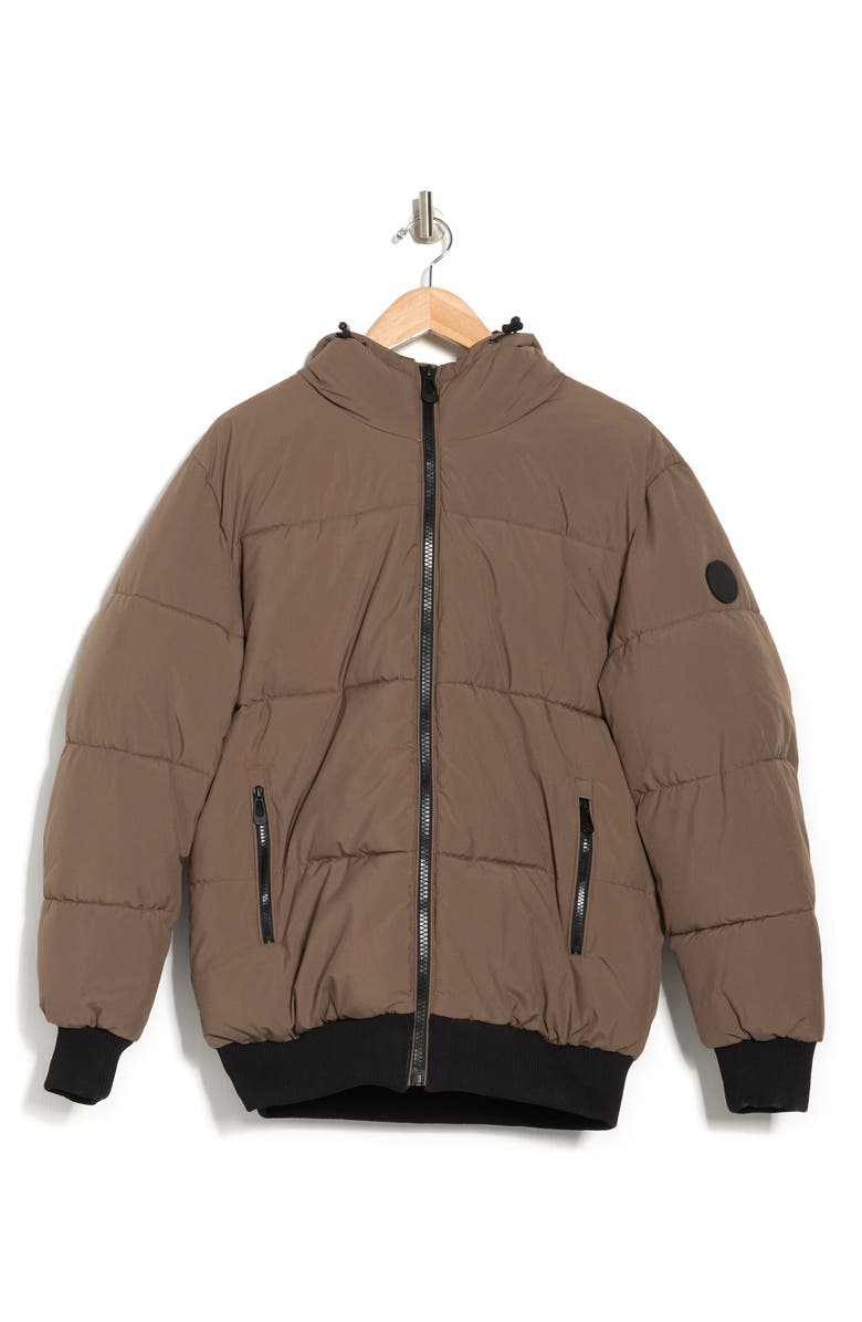 Noize Gunnar Hooded Puffer Bomber Jacket, Alternate, color, Mocha