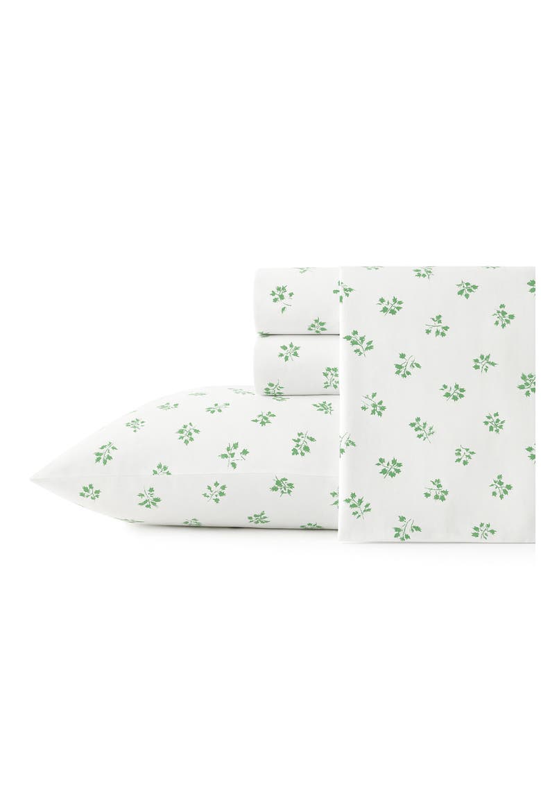 Sketchy Ditsy 200 Thread Count Cotton Percale Sheet Set, Main, color, LIGHT PASTEL GREEN