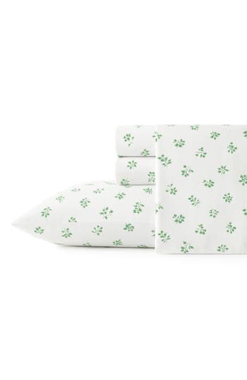 Stone Cottage Sketchy Ditsy 200 Thread Count Cotton Percale Sheet Set In White