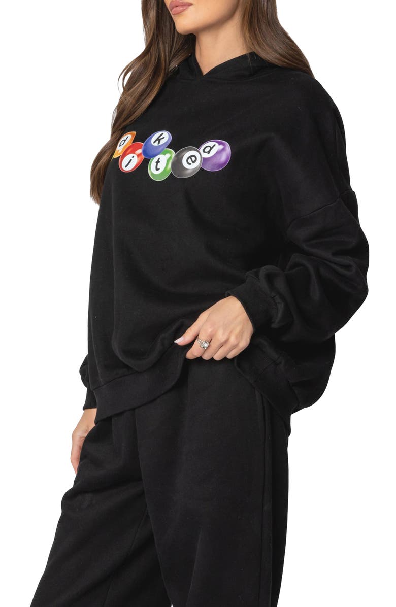 EDIKTED Billiard Logo Oversize Hoodie, Alternate, color, Black