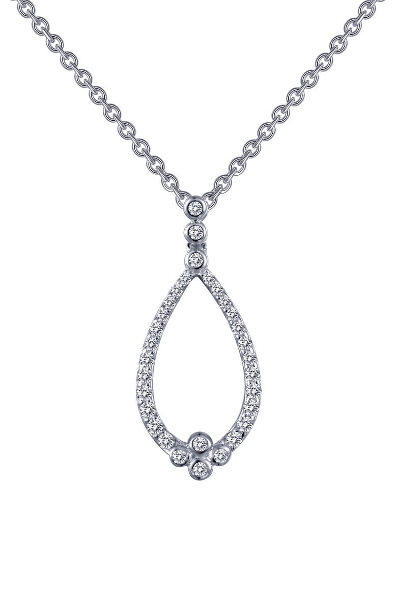 Teardrop Pendant Necklace, Main, color, WHITE