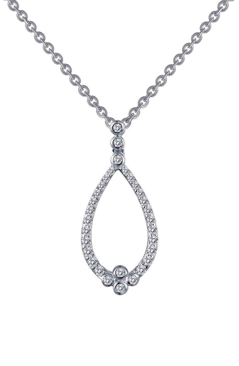Lafonn Teardrop Pendant Necklace, Main, color, White