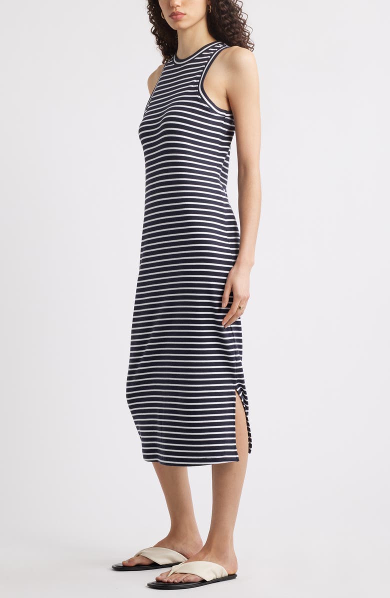 Nordstrom Stretch Cotton Ribbed Tank Dress, Alternate, color, Navy- White Elm Stripe