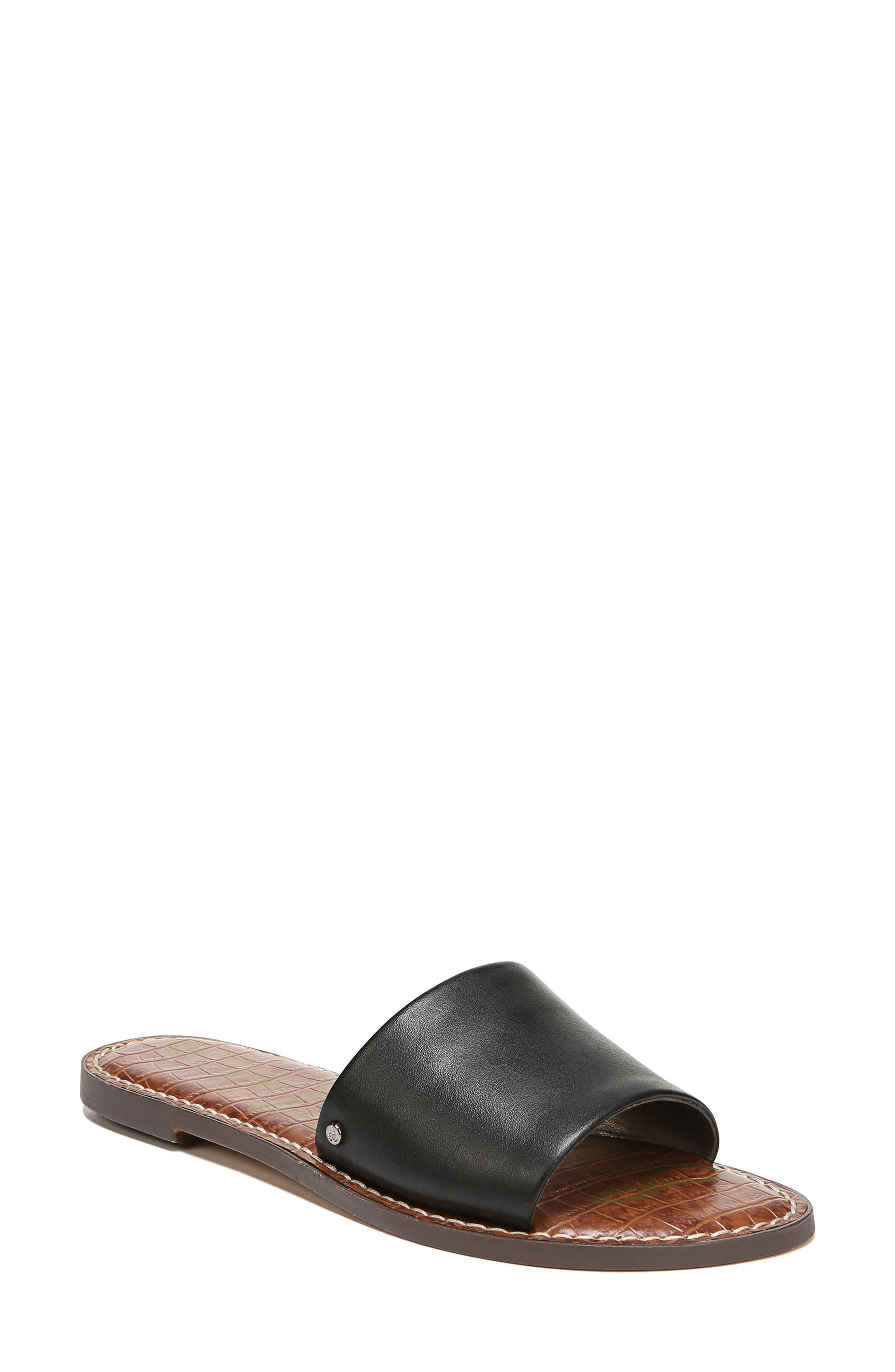 Gio Slide Sandal, Main, color, BLACK LEATHER