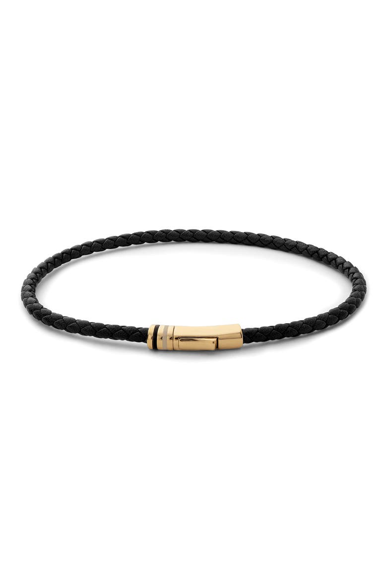 Juno Braided Leather Rope Bracelet, Main, color, GOLD VERMEIL BLACK