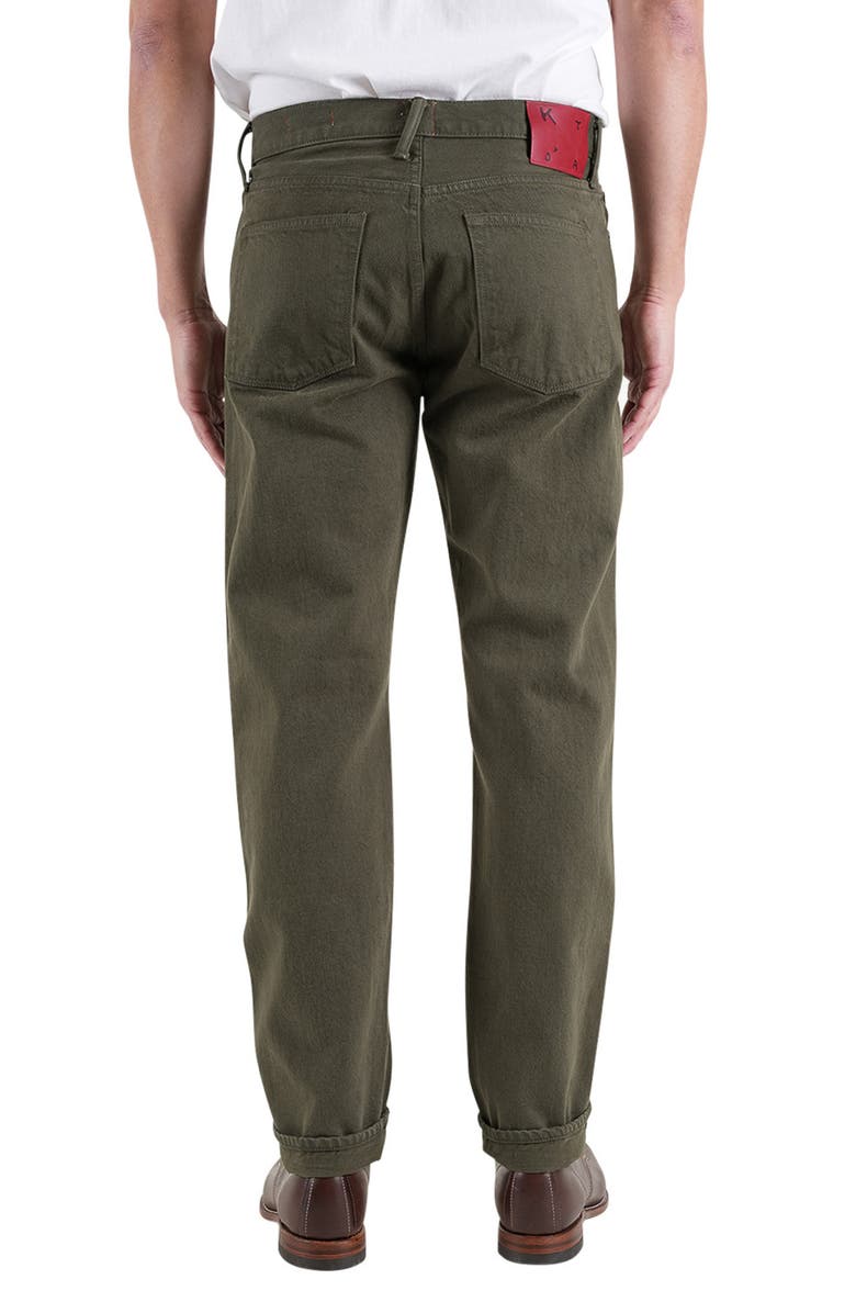 HIROSHI KATO The Barrel Classic Straight Leg 14-Ounce Jeans, Alternate, color, Military Green