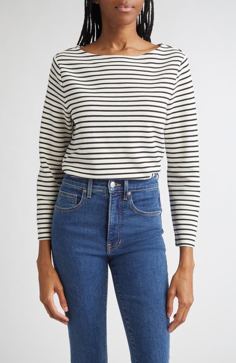 売れ筋商品|||ガント Tシャツ レディース トップス STRIPE BOAT NECK - Print T-shirt - evening blue Striped Boat Neck T-Shirt - GANT