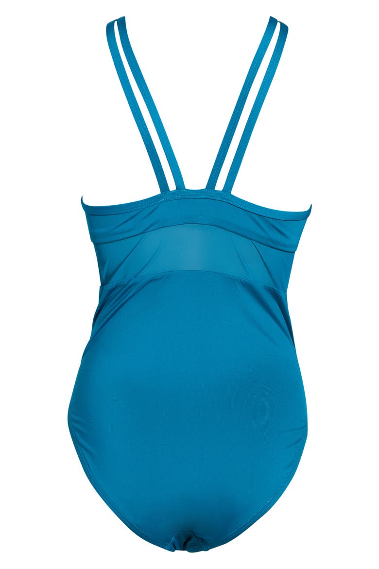 V-Back One-Piece Swimsuit, Alternate, color, GREEN ABYSS