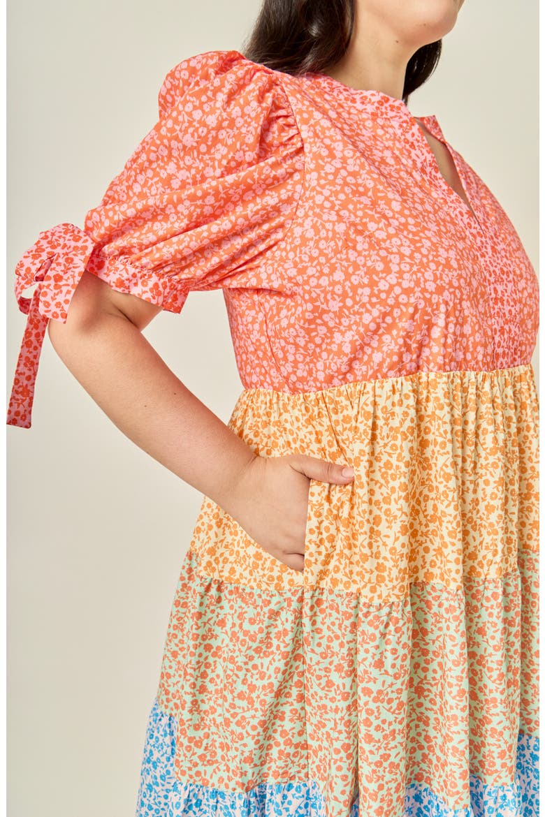 Colorblock Printed Midi Dress, Alternate, color, MULTI