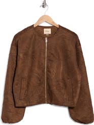 ELIE ELIE TAHARI Embroidered Cropped Bomber Jacket