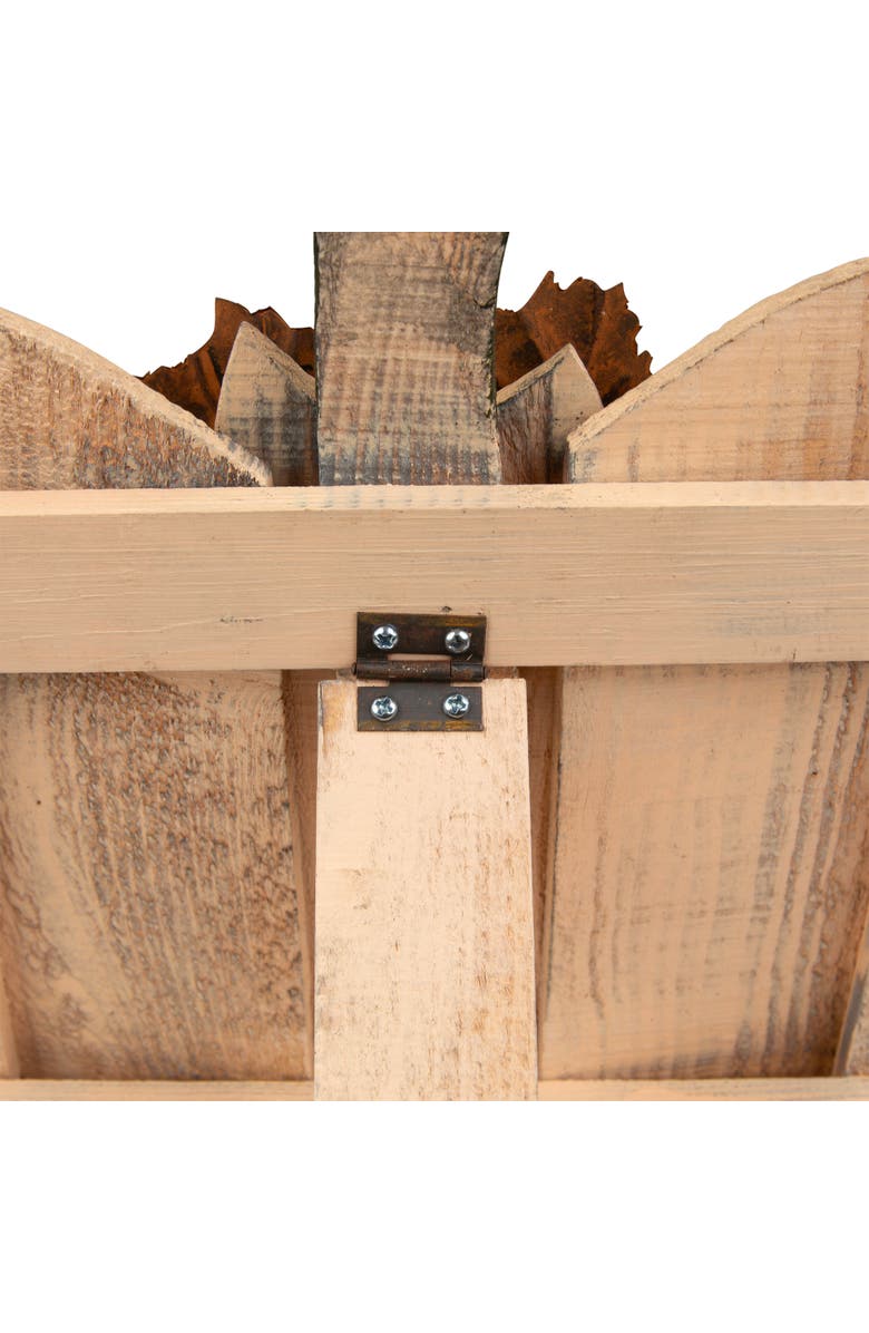 Northlight Rustic Wooden Fall Harvest Pumpkin with Leaves and Stem - 15", Alternate, color, 