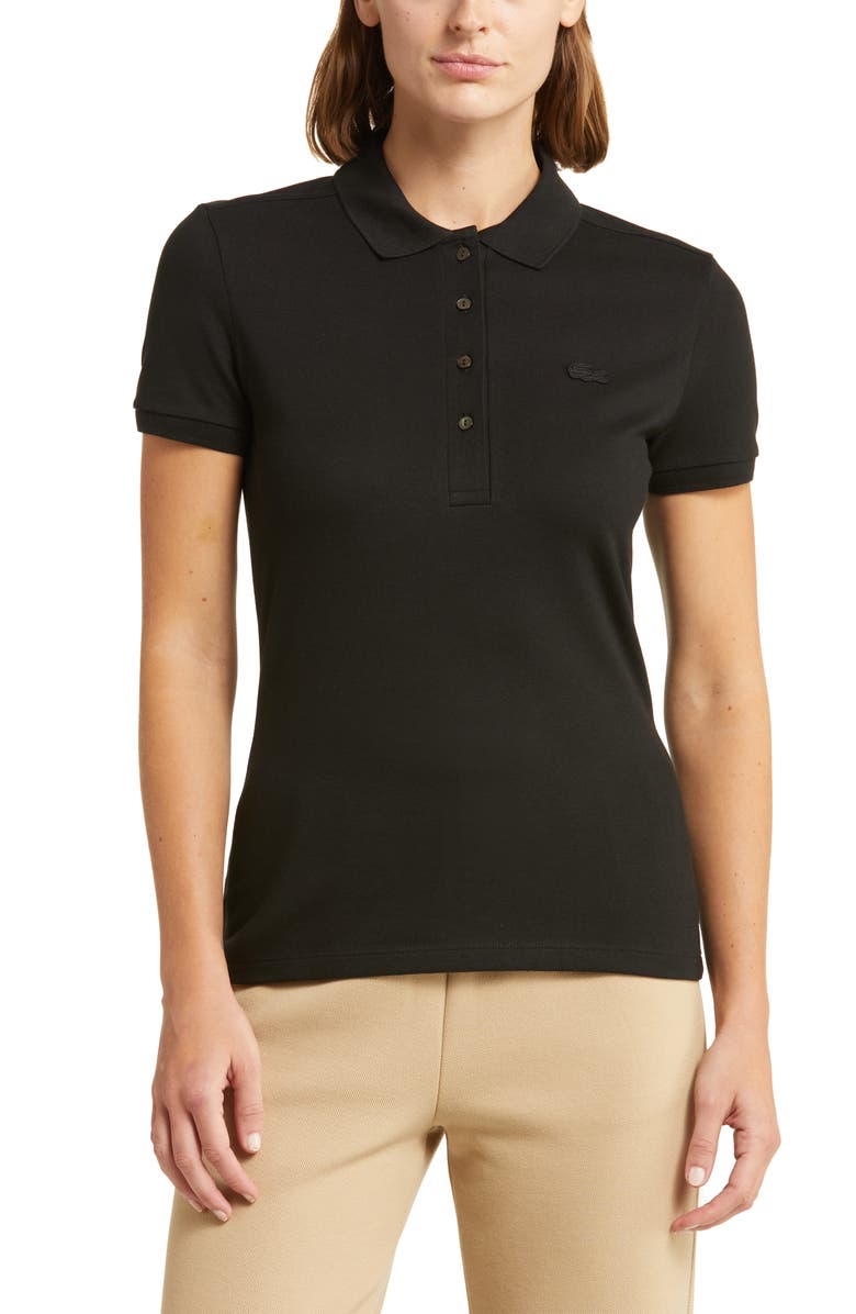 Lacoste x BANDIER Slim Fit Piqué Polo, Main, color, Noir