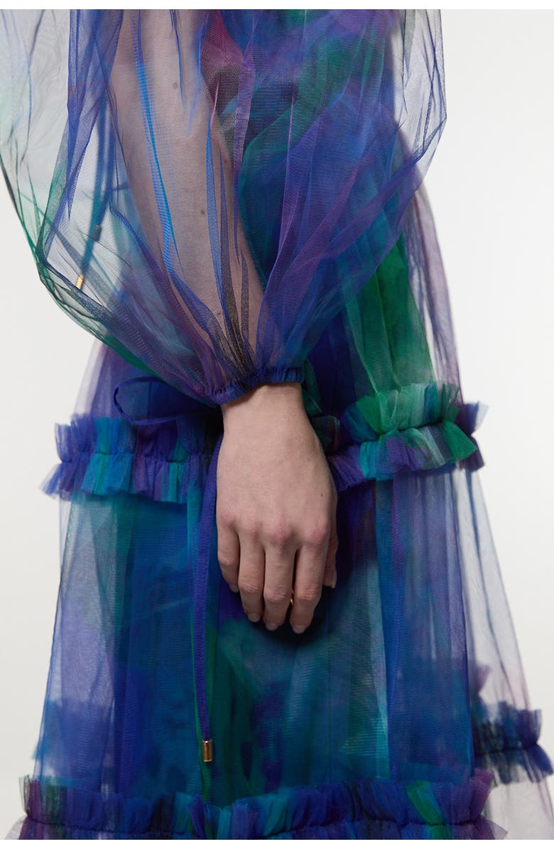 Karen Millen Dark Floral Plunge Maxi Dress, Alternate, color, Blue