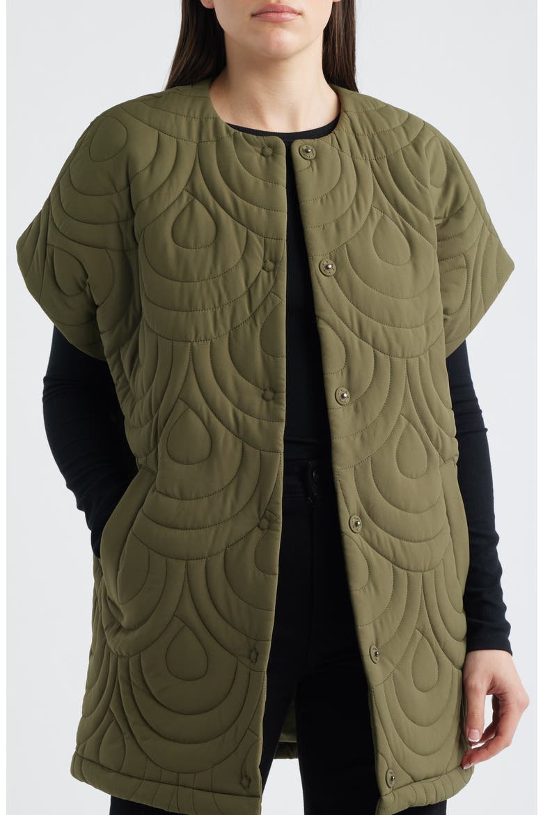 Blossom Short Sleeve Quilted Cape, Main, color, OLIVE NIGHT
