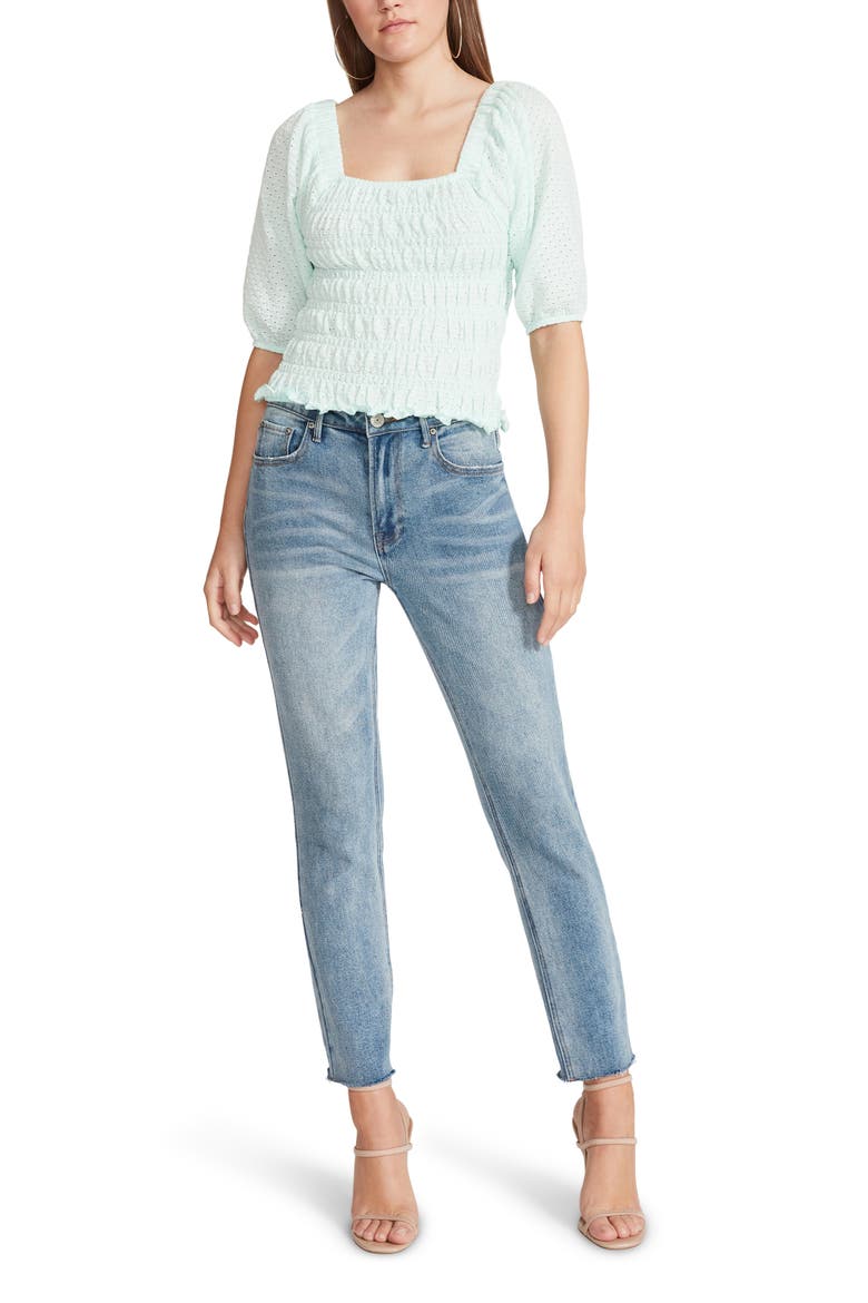 Smock My Way Eyelet Embroidered Top, Alternate, color, BAY
